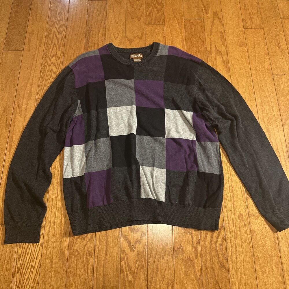 Michael Kors Womens Sweater Size L Multicolor Long Sleeve Pullover 100% Cotton